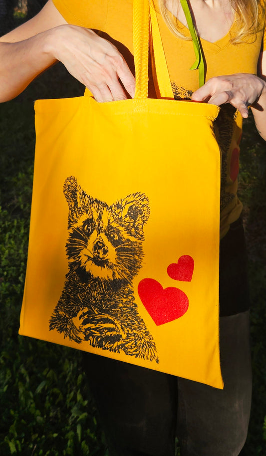 Racoon Love - Tote Bag- Gold