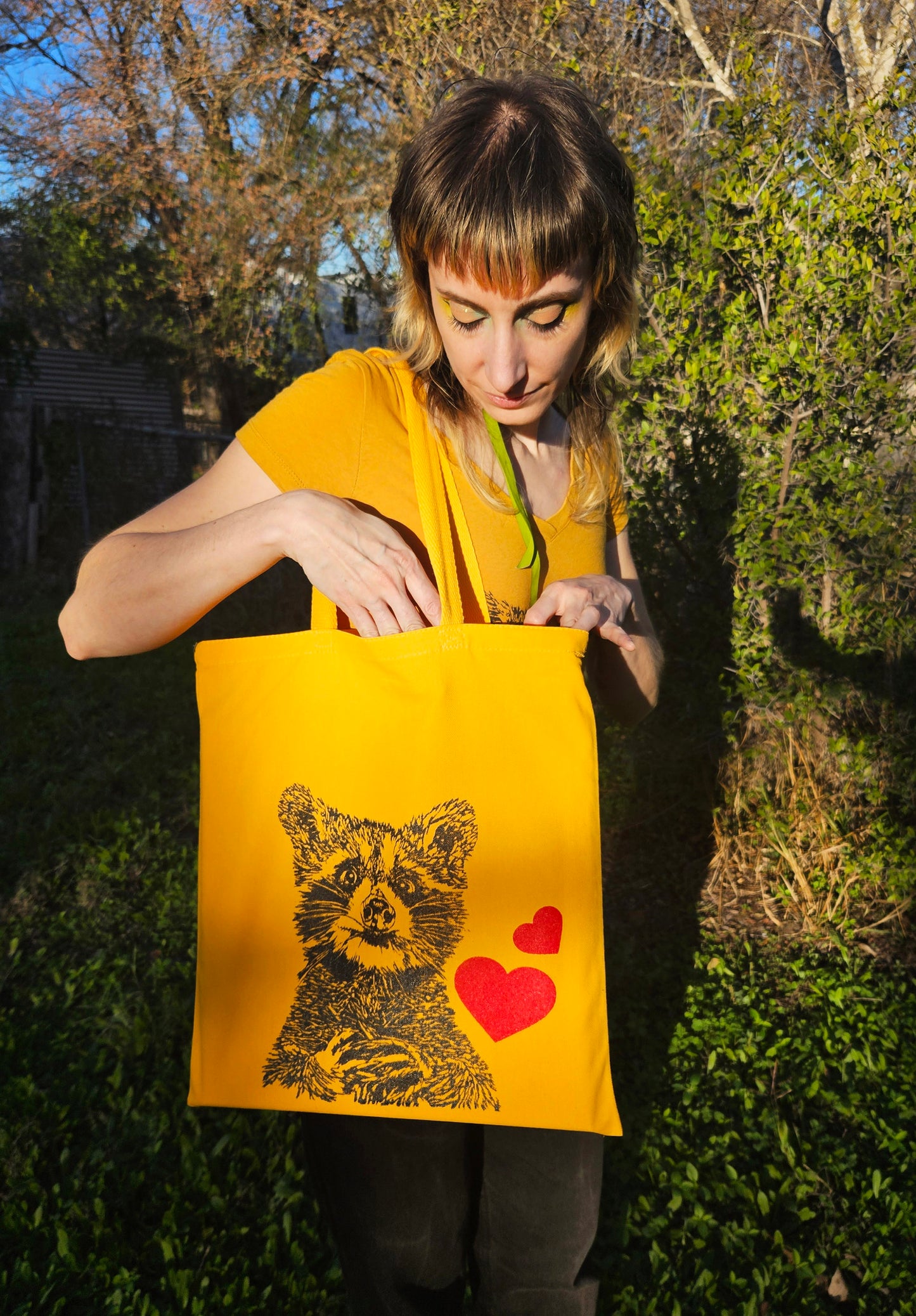 Racoon Love - Tote Bag- Gold